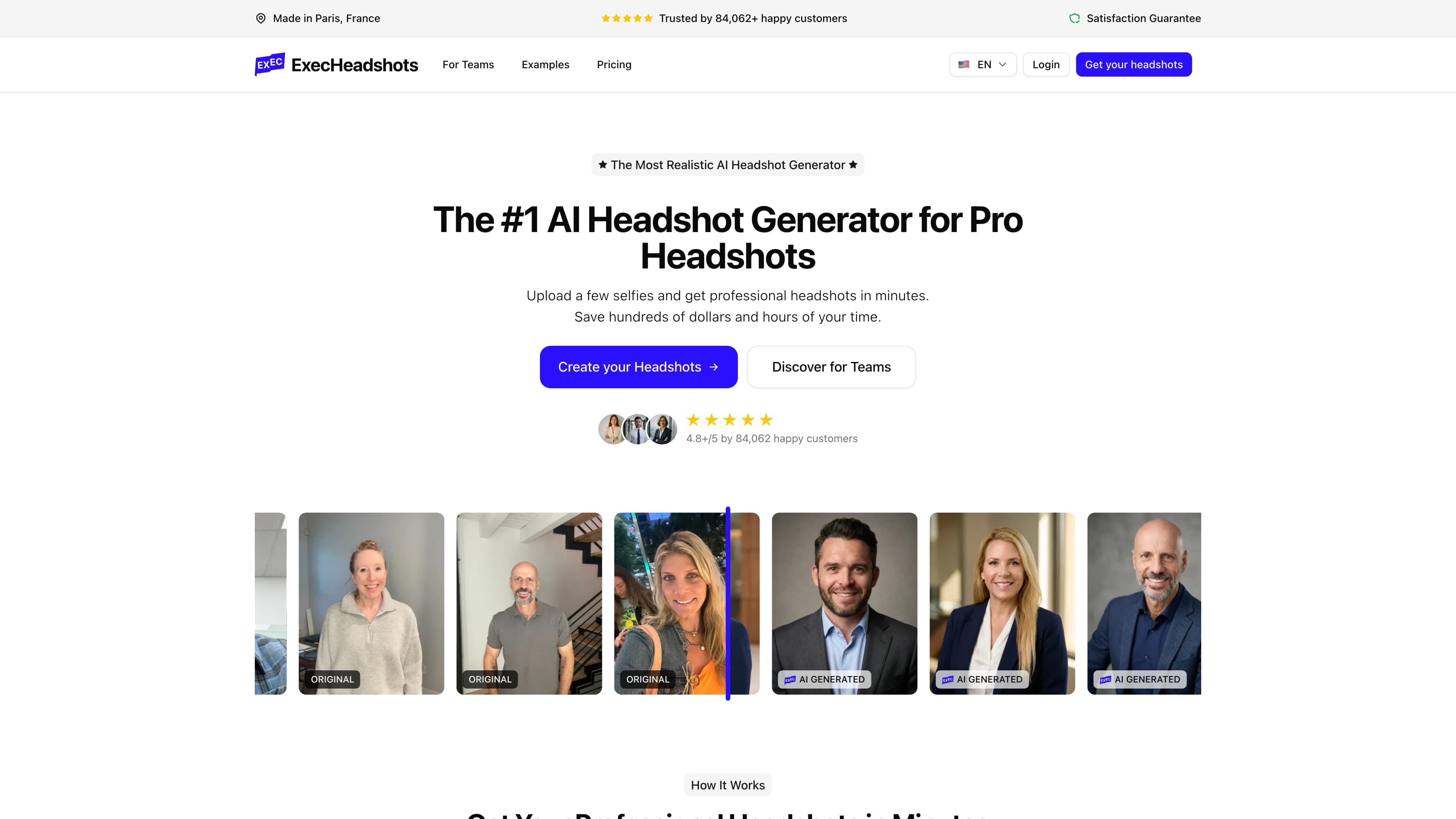 ExecHeadshots landing page screenshot